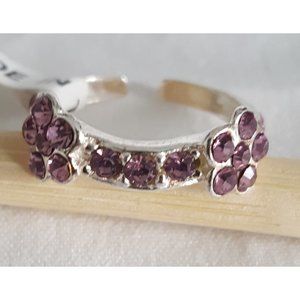 CZ 925 Sterling Silver toe ring Dark pink